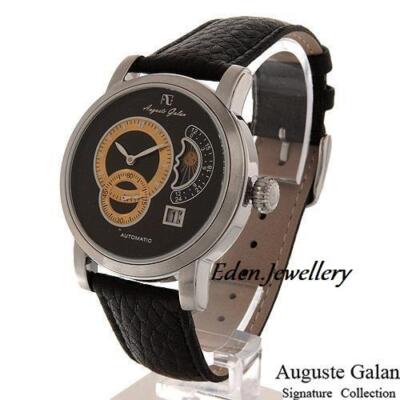 US$600 Authentic AUGUSTE GALAN Automatic Watch Model ELYSIUM Black Leather