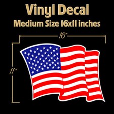 American Flag USA 16x11" Decal Sticker United States of America Waving Flying