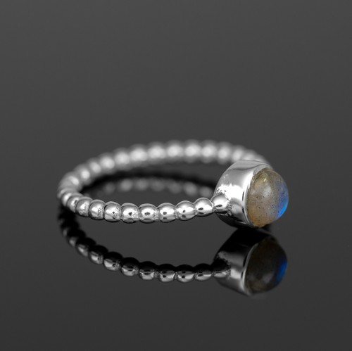 Anillo de burbujas redondo de piedras preciosas labradorita de plata esterlina 925 ónix negro - Imagen 17 de 36