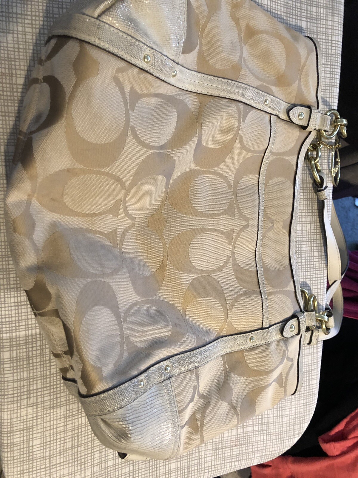 Coach Hangbag Purse Cream Gem