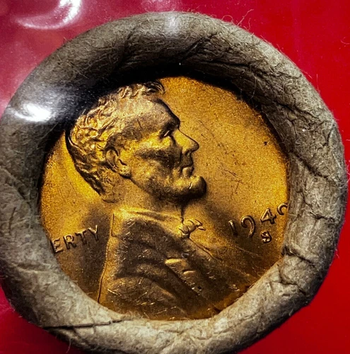 1949-S OBW OLD BANK WRAP ROLL BU UNCIRCULATED LINCOLN WHEAT CENT PENNIES