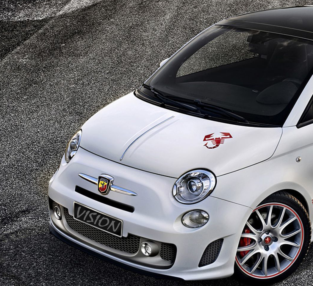 FIAT 500 ABARTH SCORPION CAR BONNET SIDE STRIPES STICKERS DECALS