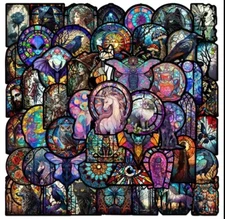 10pcs Elegant Stain Glass Window Stickers- Scrapbook, Journal, DIY Cards & Craft