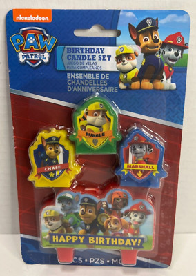 Paw Patrol 4 pc Birthday Candles Set Boy Party Decorations Cake Topper Dog