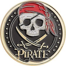 Treasure Island Bay Skull Pirate Ship Sailing Challenge Coin