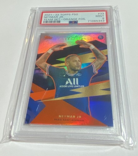 Neymar 2021-22 Topps PSG Orange Foil SP /25 PSA 9 