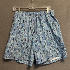 Peter Millar Swim Trunks Lined Jellyfish Print AOP Mens Size M 7" Blue Beach