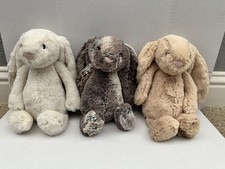 Lot of 3 JellyCat London Plush Bashful Woodland Bunny Beige Cream