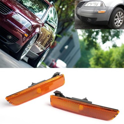 Pair Amber Front Bumper Side Marker Lights For 2001-2005 VW Passat B5.5