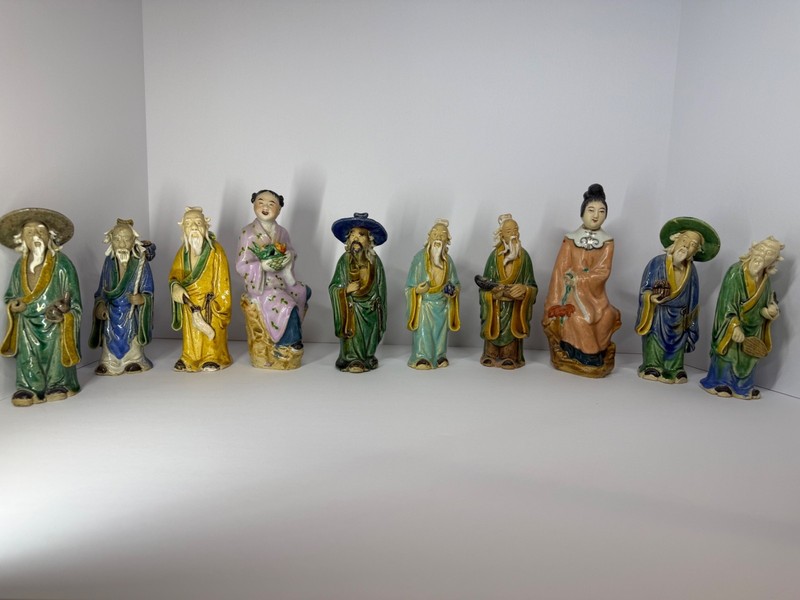 Antique Chinese mudmen, vintage, 10 pieces, figurines, collectibles 