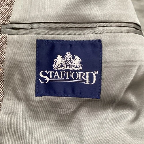 Stafford Men's Gray Herringbone Tweed Virgin Wool Sport Coat Blazer 40R image 3