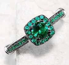 1CT Treated Emerald 925 Solid Sterling Silver Ring Jewelry Sz 6,7,8,9 MR1