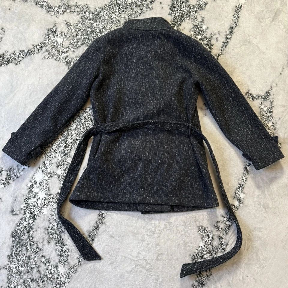 Abrigo Ike Behar Mujer Talla L Gris Oscuro Doble Pecho Polar Cinturón Manga Larga Foto 2 de 4