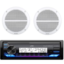 JVC KD-X38MBS 1 DIN Bluetooth USB AUX LED Stereo Receiver, 2x 6.5" 90W Speakers