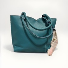 Mellow World Vegan Leather Tote Shoulder Handbag Turquoise With Colored Tassels.