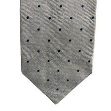 Brooks Brothers Makers Grey Navy Polka Dot Silk Tie Woven in England Made in USA