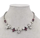 Vintage Purple Rhinestone Necklace Silver tone Estate Costume Jewelry 15"