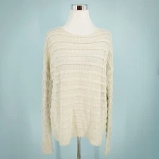 Theory Size Small S Tan Beige Ameline Loryelle Open Pointelle Knit Wool Sweater