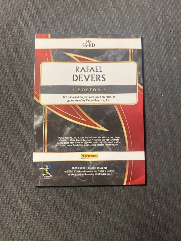 Rafael Devers 2020 Select Player Worn Relic Card Boston Red Soxs - Image 2 of 2