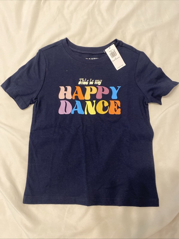 Old Navy Toddler Unisex Short Sleeve Graphic Tee Shirt Size 4T Happy dance