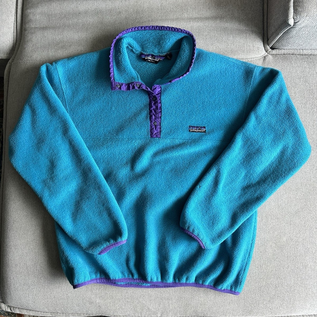 Vintage Patagonia Synchilla Blue and Purple Snap T Fleece size