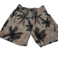 Spicy Tuna Men's Medium Hawaiian Palm Trees Drawstring Elastic Swim Trunks - GUC