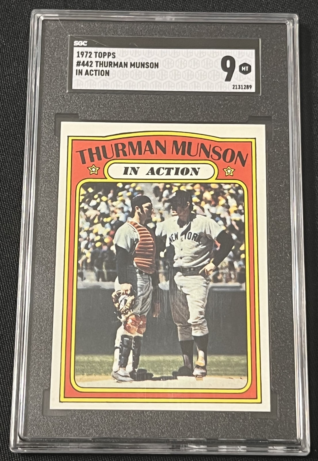 1972 Topps #442 Thurman Munson In Action SGC 9 Absolute Blazer
