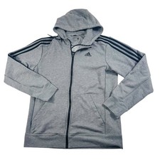 Adidas Sport Essentials Climalite Full Zip Hoodie Gray Size M 3-Stripes