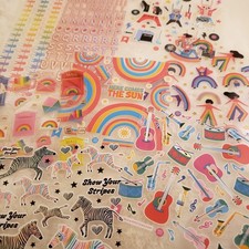 8 Pipsticks Sticker Sheet LOT, Retro Rainbow, Music Band, Zebra, Mailbox