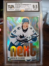 2025-26 UD Allure Macklin Celebrini Hues Next Orange TGA 9.5