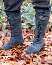 Mytholon Taras Schnürstiefel Wildleder Schwarz 43 Larp Mittelalter  #23443