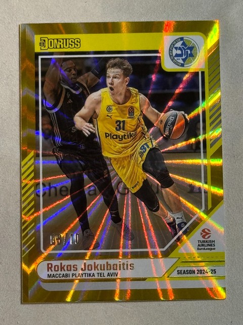 2024-25 Donruss Euroleague Gold Laser Rokas Jokubaitis /10 #121 Maccabi Playtika