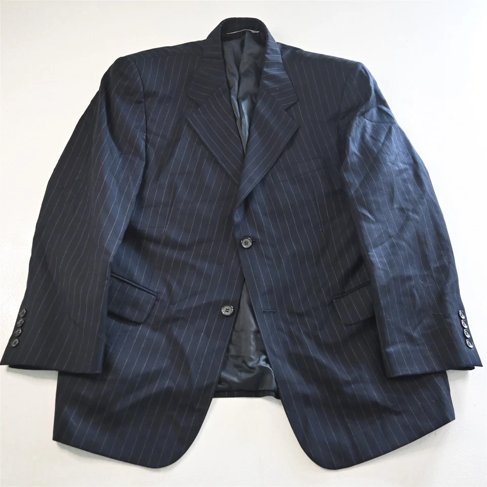 Traje para hombre Versini 44S 38x29 azul marino a rayas Valdastico Merino Super 150s Foto 2 de 4