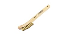 Forney 70491 Wire Brush - Brass Bristles, Wood Handle Curved 2" x 9"