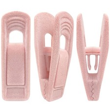 40 PCS Light Pink Velvet Hangers Clips NonSlip Finger Flocking Skirt Pants