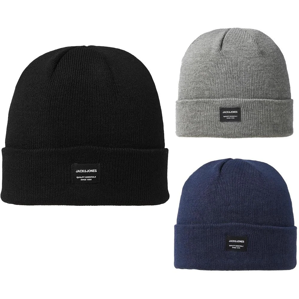 Jack & Jones 3 Pack Mens Beanie Hat Breathable Warm Winter Beanies Caps