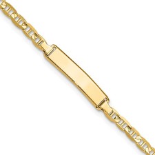 10k Yellow Gold Anchor Link Chain ID Bracelet 7" for Women 2.72gm