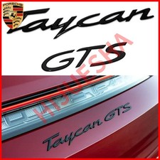 Gloss Black Porsche Taycan Gts Letters Rear Badge Emblem Set Look Deck Lid Oem