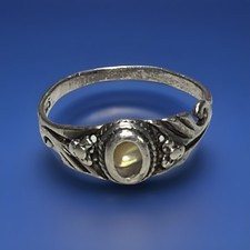 Vintage 925 Sterling Ring Abalone Shell Inlay Beach Pattern Sz 6.5 Misshapen