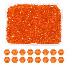 1000pcs 3mm Bicone Glass Crystal Beads, Faceted Beads with Box Orange Red