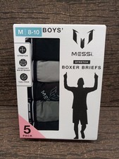 Messi 5pk Kids Strech Boxer Briefs Underwear Size Medium 8-10 New With Tags