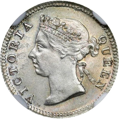 1899 Straits Settlements 5 Cents, NGC MS 64, KM-10