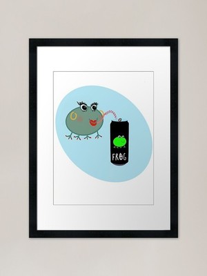 Barb Frosch trinkt Frosch Monster Fra gerahmtes Wandbild Poster Leinwanddruck Bild