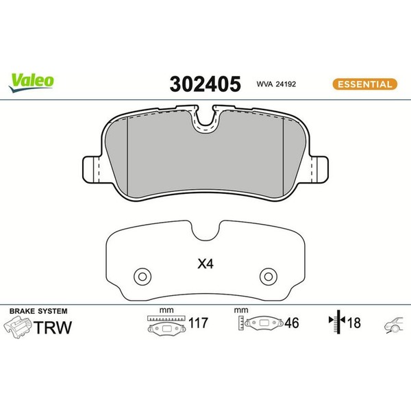 Valeo 302405 Bremsbelagsatz FüR Land Rover Discovery Range L319 L320 L322-image
