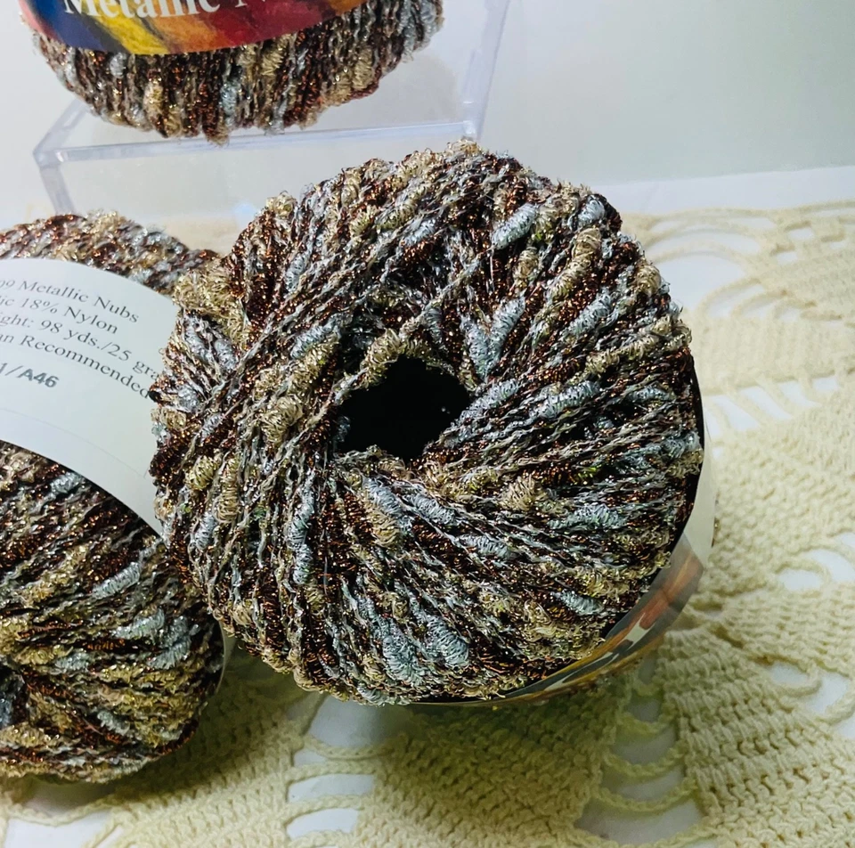 Lucci Yarns Metallic Nubs Lot of 3 Textural Yarn New Carry Along A4/A11/A46 - Image 3 of 4