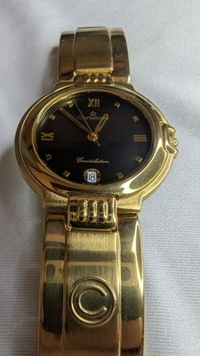 1970s Vintage Cortebert Constellation Gold And Black Mid-sized Stunner