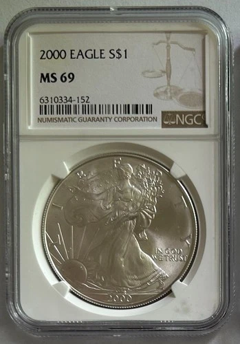 2000 $1 American Silver Eagle NGC MS69 Brown Label