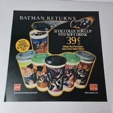 McDonald's Batman Returns Collector Cups Translite Sign 22x22" Vintage Menu