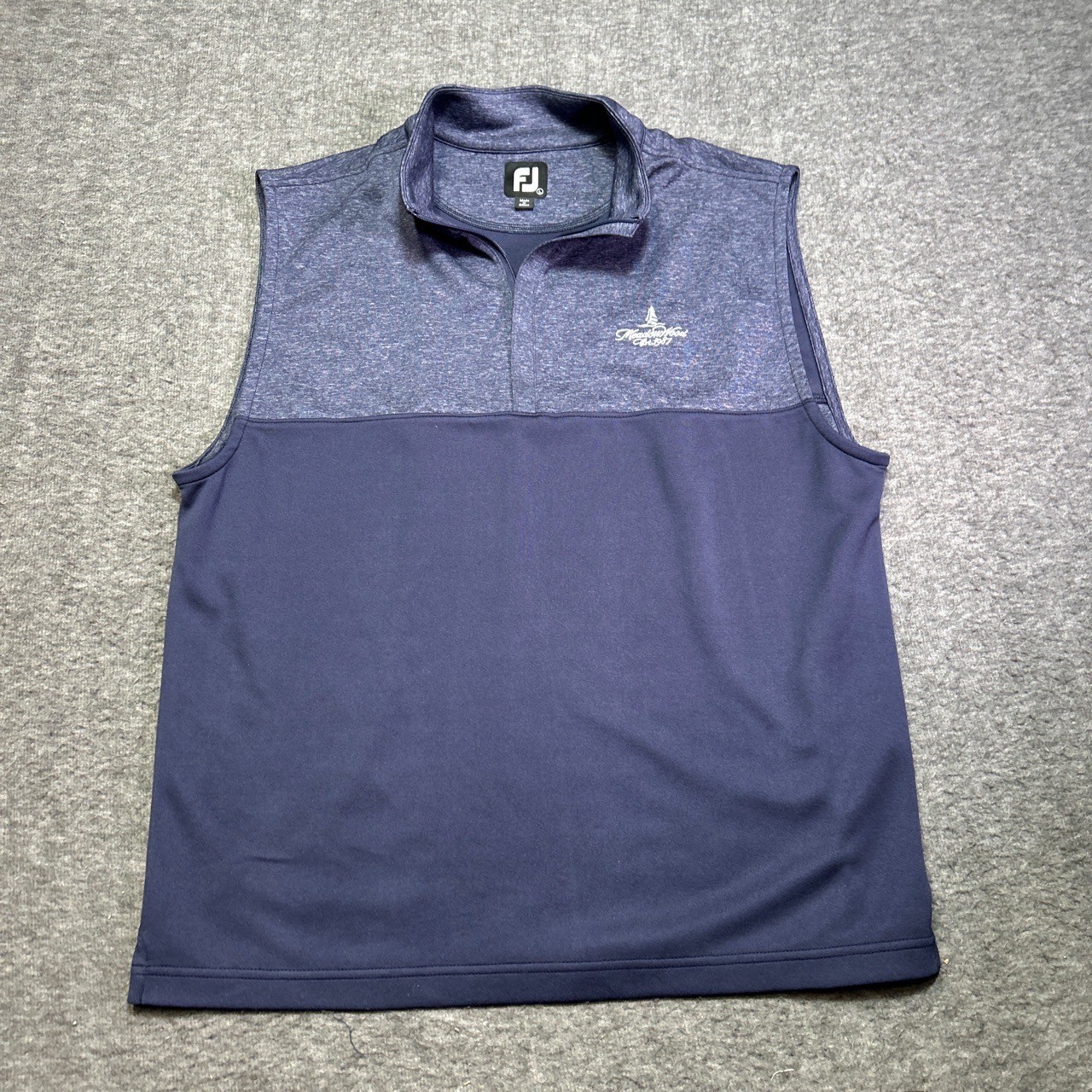 Mens Large Quarter-zip Golf Vest Navy Blue Embroidered
