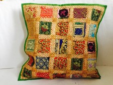 Handmade Patchwork Cushion Cover 24x24 Cotton Boho Decor - Multicolour Available